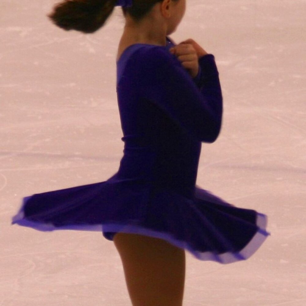 Purple Velvet Figure Skating Dress with Scrunchie